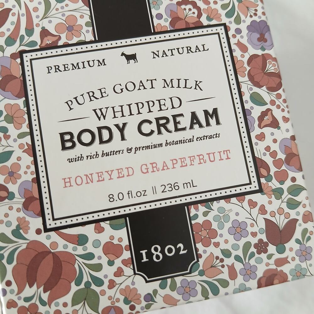 NIB Beekman 1802 HONEYED GRAPEFRUIT 8oz Whipped Body Cream USA MADE Goat Milk